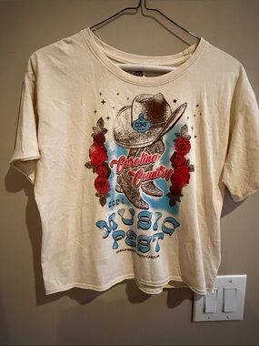Carolina Country Music Fest Graphic Tee 2024 - Cream with Red & Blue Size Med